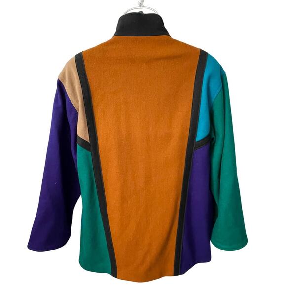 VINTAGE 80s International Scene Wool Color Block Coat Size Med or 7/8 - Picture 4 of 5